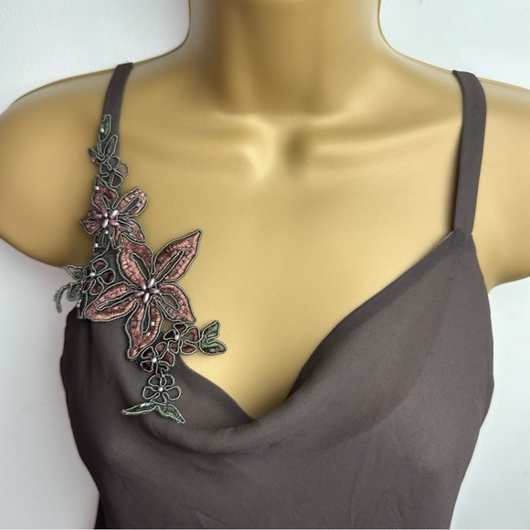 Ursula Brownish & Tan Y2K Vintage Tiered Chiffon Cowl Neck Whimsical Fairy Top 6 - Picture 7 of 14
